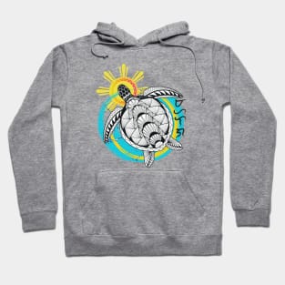 Tribal line Art Turtle / Baybayin word Mahalaga (Precious / Valued) Hoodie